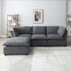 99.3" Modular Sectional Sofa Couch for Living Room, Modern 5-Seat Linen Fabric Sofa Couch Set with Convertible Ottoman,L-Shape Sofa Freely Combinable Sofa for Home Apartment Office, 2 Pillows, Grey view 1