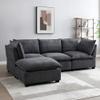 99.3" Modular Sectional Sofa Couch for Living Room, Modern 5-Seat Linen Fabric Sofa Couch Set with Convertible Ottoman,L-Shape Sofa Freely Combinable Sofa for Home Apartment Office, 2 Pillows, Grey view 3