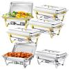 9QT Chafing Dish High Grade Stainless Steel Complete Set Chafer Buffet Servers and Warmers Set with Folding Frame for Weddings Parties Banquets Catering Events (6 PACK (2 Silver+4 Gold)) view 1