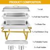 9QT Chafing Dish High Grade Stainless Steel Complete Set Chafer Buffet Servers and Warmers Set with Folding Frame for Weddings Parties Banquets Catering Events (6 PACK (2 Silver+4 Gold)) view 3