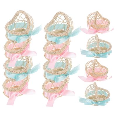 SEWOART 12pcs Woven Baskets Handles Rattan Storage Baskets Small Flower Girl Baskets for Weddings Easter Dec