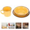 AUTSUPPL 1set Retro Soup Bowl Cup Set Plates and Cups Set Charcuterie Bowls Storage Lids Dinnerware Storage Containers Tea Food Serving Tableware Fine Workmanship and Texture Smooth Surface view 4