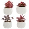 CORHAD 4pcs Mini Succulent Pots Plant Fake Succulents Artificial for Home Decor Faux Mini Plants view 1