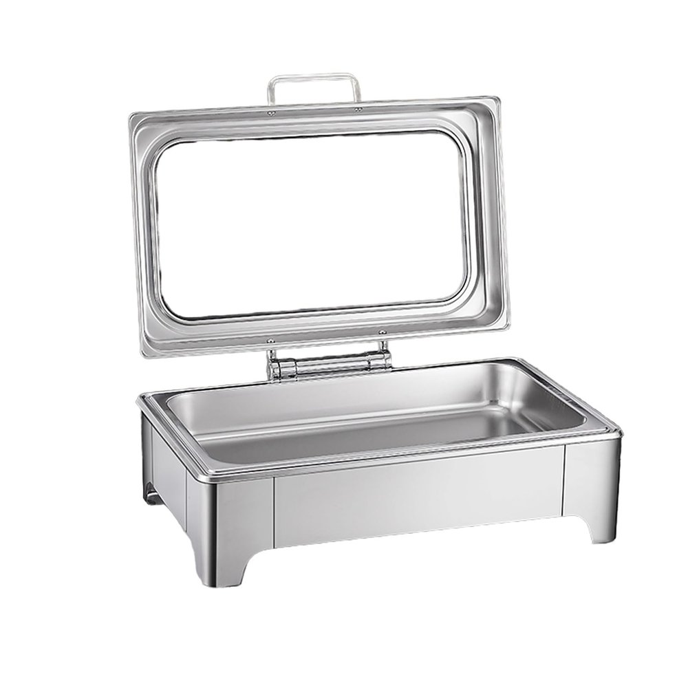 Single Food Warmers for Parties Buffet Electric 8-12 Qt Stainless Steel Chafing Dishes for Buffet Catering Food Warmers with Large Glass See Through Lids(13.5L/1)