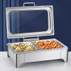 Single Food Warmers for Parties Buffet Electric 8-12 Qt Stainless Steel Chafing Dishes for Buffet Catering Food Warmers with Large Glass See Through Lids(13.5L/1) view 2