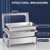Single Food Warmers for Parties Buffet Electric 8-12 Qt Stainless Steel Chafing Dishes for Buffet Catering Food Warmers with Large Glass See Through Lids(13.5L/1) view 3