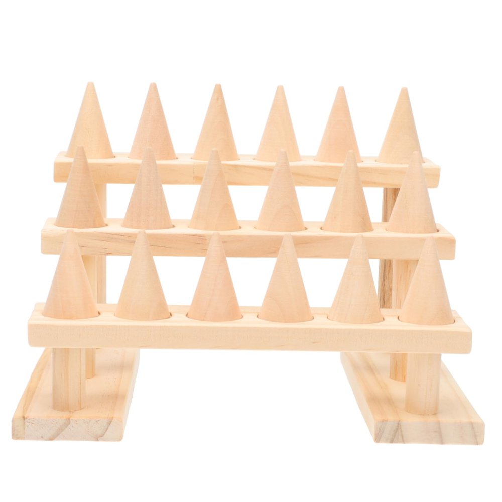 OATIPHO Wooden Ring Display Stand Three Layer Storage Holder for Home