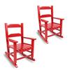 Hngilkoo Kids Rocking Chair Set of 2 Toddler Wooden Indoor for Child Comfy Recliner Rocker for Baby Ages 3-6 Outdoor Lounge Children Playroom Anti-Tip Design Safe & Sturdy Red view 1