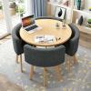 YKLYTBD 5-Piece Modern Dining Table Set for 4, Round Kitchen Table and Chairs with Upholstered Chairs & Metal Frame, Space-Saving Dining Furniture Set for Living Room, Kitchen view 1