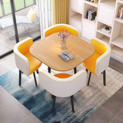 YKLYTBD Dining Table Set for 4, Round Conference Reception Table with 4 Chairs, Kitchen Breakfast Nook Table Set Furniture for Home Office and Apartment