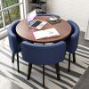 YKLYTBD 5-Piece Modern Dining Table Set for 4, Round Kitchen Table and Chairs with Upholstered Chairs & Metal Frame, Space-Saving Dining Furniture Set for Living Room, Kitchen view 1