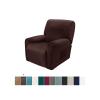 FUNEAER Velvet Recliner Slipcover, 4-Piece Stretch 1 Seater Recliner Chair Cover Soft Non-Slip Reclining Cover ?Armchair Couch Cover Furniture Protector(Dark Brown) view 2