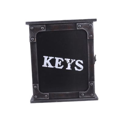 HONMEET Distressed Wooden Key Holder Letter Prints Wall-Mounted Organizer for Entryway Home Office Vintage Style Key Box Jewelry and Items Black