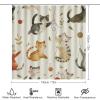 TOWINSFB 4Pcs Cartoon Rustic Kitten Shower Curtain Sets Bathroom Decor, Lovely Cat Playing Yarn Ball Shower Curtain with Non Slip Rug, Toilet Lid Cover, Bath Mat and 12 Hooks 72W x 72L view 2