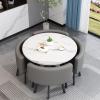 YKLYTBD 5-Piece Modern Dining Table Set for 4, Round Kitchen Table and Chairs with Upholstered Chairs & Metal Frame, Space-Saving Dining Furniture Set for Living Room, Kitchen view 1