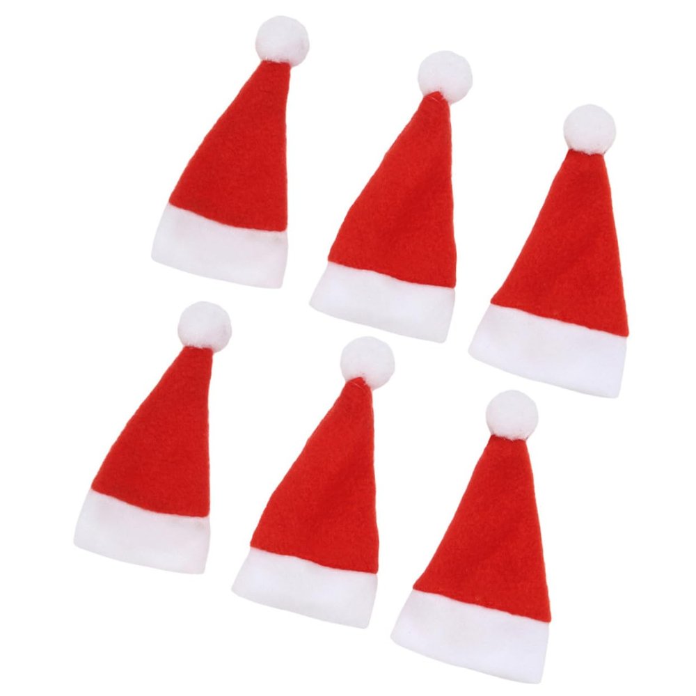 COLLBATH 12pcs Christmas Santa Hat Tableware Holder Storage Bag for Cutlery Christmas Party Favors Xmas Hat
