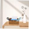 CONGARTENO Rustic Woven Tissue Organizer Compartments Decorative Facial Tissue Holder for Remote Controllers and Items for Light view 3