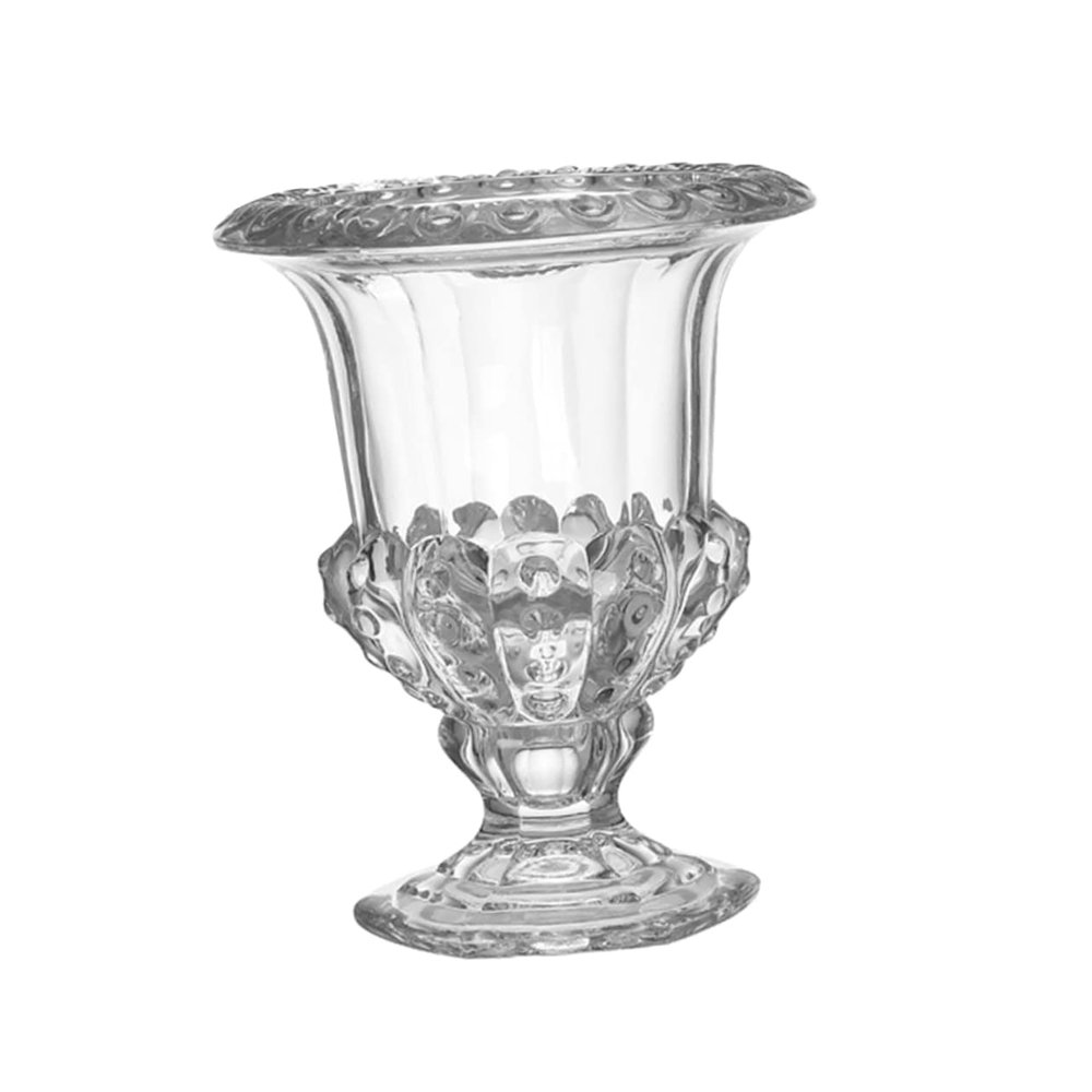 QUMIIRITY 1pc Retro Style Transparent Glass Flower Vase for Home Decor Dried Flower Arrangement Candle Holder Artistic Table Centerpiece for Office and Balcony