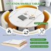 YKLYTBD 5-Piece Modern Dining Table Set for 4, Round Kitchen Table and Chairs with Upholstered Chairs & Metal Frame, Space-Saving Dining Furniture Set for Living Room, Kitchen view 3