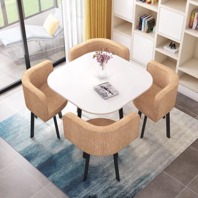 YKLYTBD Dining Table Set for 4, Round Conference Reception Table with 4 Chairs, Kitchen Breakfast Nook Table Set Furniture for Home Office and Apartment
