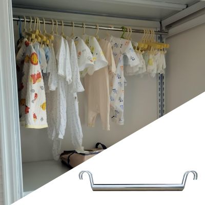 EXCLURA Closet Rod Large Capacity Hanging Closet Rod, Hanging Closet Rod & 2 Hook, Stainless Steel Wardrobe Pole High Load-Bearing, Increase Cabinet Utilization(120cm(47 1/4"))
