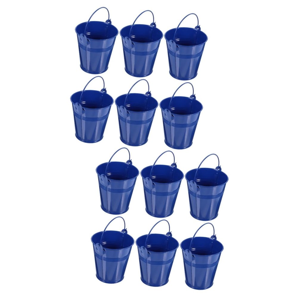 Mikinona 12pcs Decorative Iron Bucket with Handles Versatile Flower Holder for Use for Plants Party Favors and Home Decor Height