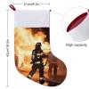 Christmas Stockings Classic Large Stockings Santa Personalized Firefighter Fireman Flame Printing Christmas Stocking for Stairs Fireplace Hanging Xmas Home Decor view 2