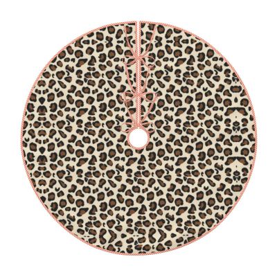 Leopard Print Print Christmas Tree Skirt Christmas Tree Mat for Xmas Holiday Party Decoration