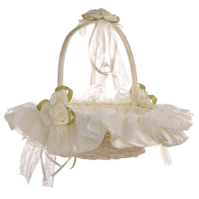 CAXUSD Flower Girl Basket Lace Decor Handmade Wedding Basket for Petals Elegant for Wedding Ceremonies and Special Events