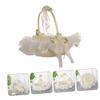CAXUSD Flower Girl Basket Lace Decor Handmade Wedding Basket for Petals Elegant for Wedding Ceremonies and Special Events view 4