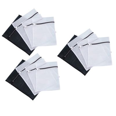 HOOTNEE 12pcs Mesh Laundry Bag Sets Fine Mesh Washing Garment Bag for Delicate Protection Black