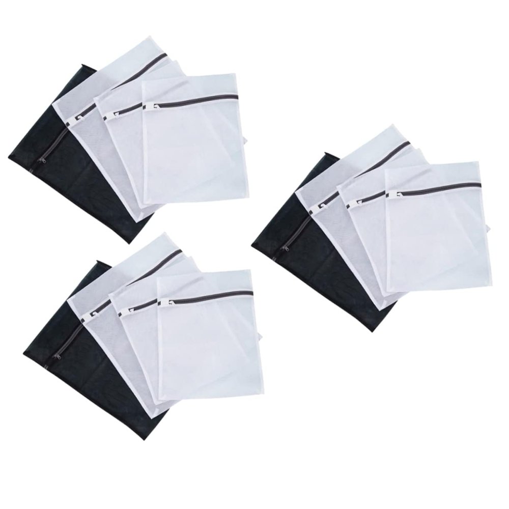 HOOTNEE 12pcs Mesh Laundry Bag Sets Fine Mesh Washing Garment Bag for Delicate Protection Black