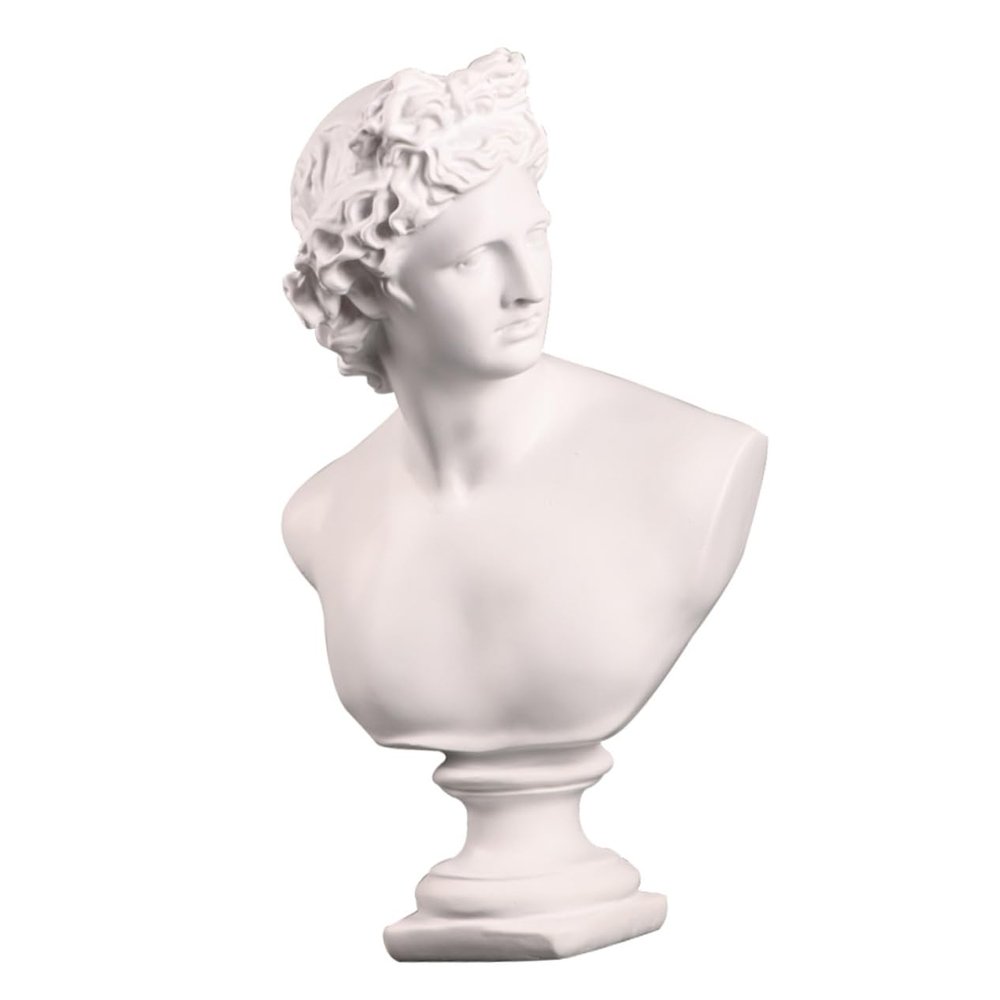 PRETYZOOM Roman Statue Sculpture Resin Figurine David Head Ornament for Desktop Home Office Decor 19x14x31cm