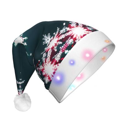 SamLng Merry Christmas LED Christmas Hat for Adults Classic Santa Colorful Xmas New Year Party Headwear. Plush Soft Comfort Cap