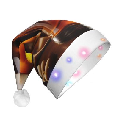 SamLng Beer LED Christmas Hat for Adults  Classic Santa Colorful Xmas New Year Party Headwear. Plush Soft Comfort Cap