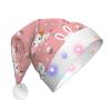 SamLng Cute White Rabbit LED Christmas Hat for Adults Classic Santa Colorful Xmas New Year Party Headwear. Plush Soft Comfort Cap view 1