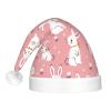 SamLng Cute White Rabbit LED Christmas Hat for Adults Classic Santa Colorful Xmas New Year Party Headwear. Plush Soft Comfort Cap view 3