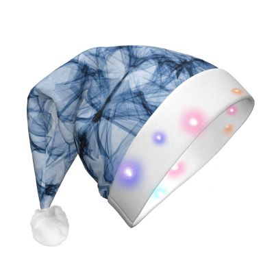 SamLng dark blue marble LED Christmas Hat for Adults Classic Santa Colorful Xmas New Year Party Headwear. Plush Soft Comfort Cap