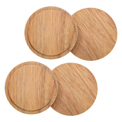 CONGARTENO 4pcs Wood Jar Lids Airtight Sealing Lids for Glass Jars Wooden Covers for Travel Mugs Tea Cups and Spice Storage Vintage Style