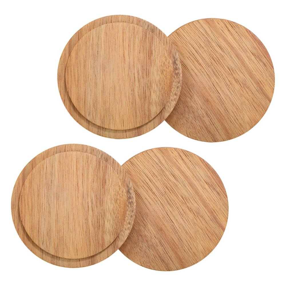 CONGARTENO 4pcs Wood Jar Lids Airtight Sealing Lids for Glass Jars Wooden Covers for Travel Mugs Tea Cups and Spice Storage Vintage Style