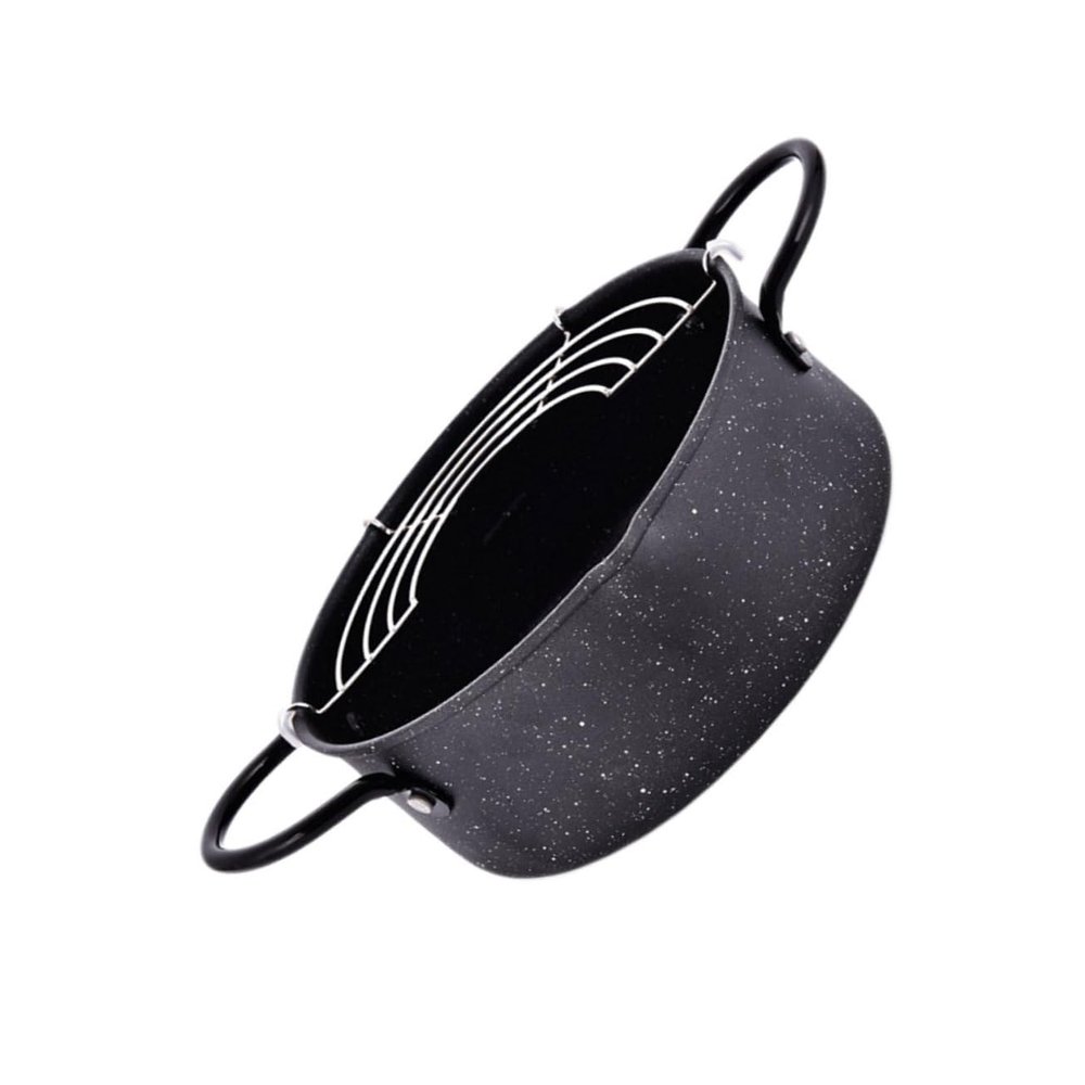 COLLBATH Frying Pot with Filter Detachable Fryer for Chicken Wings and Tempura Non-stick Deep Frying Pan for Induction Cooker and Gas Stove Easy to Clean and Store