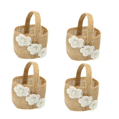 COOLHIYA Candy Linen Basket Wedding Flower Baskets 4pcs Storage Holder for Banquet Decor Floral Candy Basket for Special Events
