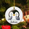 Baby Penguin Xmas Ceramic Ornament 2026, Custom Cute Penguin Ornament with Name Gifts for Son Daughter, Christmas Animal Keepsake Ornament, Customized Penguin Lover Ornament, Cute Animal Keepsake view 2