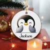 Baby Penguin Xmas Ceramic Ornament 2026, Custom Cute Penguin Ornament with Name Gifts for Son Daughter, Christmas Animal Keepsake Ornament, Customized Penguin Lover Ornament, Cute Animal Keepsake view 3