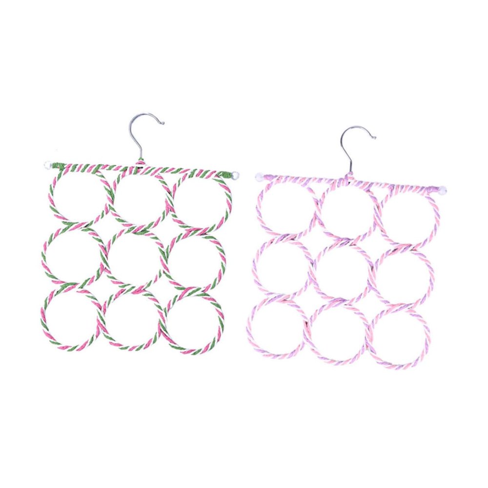 Levemolo 2pcs Eco-Friendly Foldable Paper Rattan Scarf Hanger for Closet Organization Versatile Tie and Towel Holder Rack Space-Saving Design Random Colors