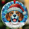 Beagle Dog First Christmas Ornament, Personalized Name Beagle Stained Glass Ornament for Xmas 2026, Pet Lovers Keepsake, Custom Pet Christmas Tree Decoration, Beagle Dog Dad Mom Ornaments Gift view 1
