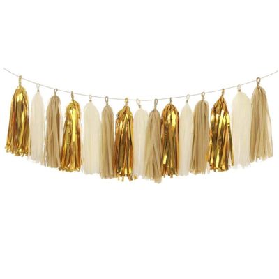 HOOTNEE 3pcs Tassel Garland with Jute Rope Party Decorations for Weddings Birthdays Showers Beige Khaki Gold Your Celebration Atmosphere