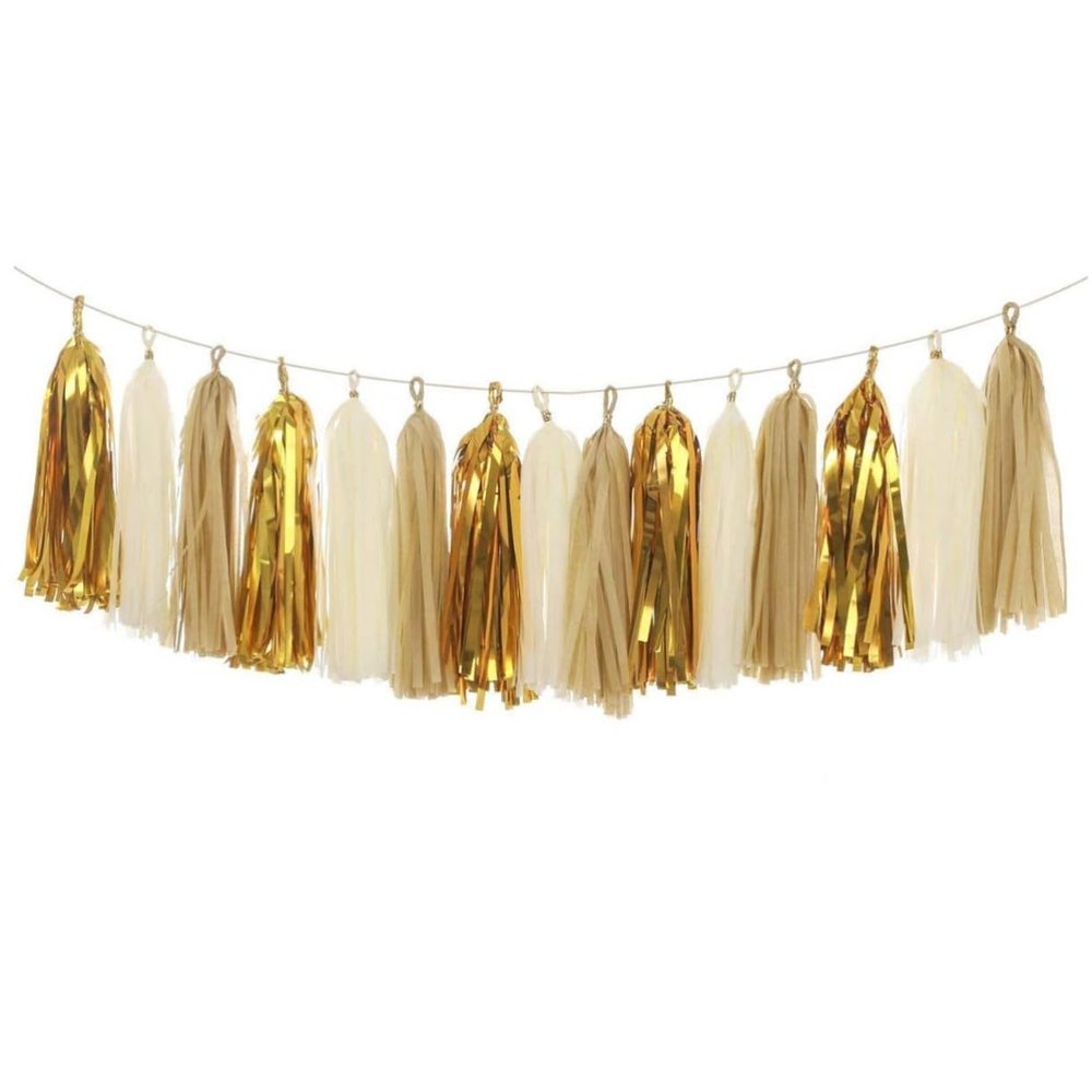 HOOTNEE 3pcs Tassel Garland with Jute Rope Party Decorations for Weddings Birthdays Showers Beige Khaki Gold Your Celebration Atmosphere