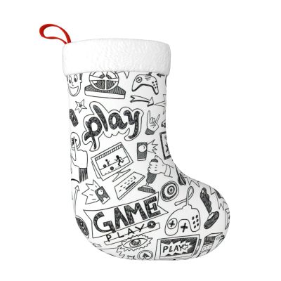 HTTUP Video Game Boys Print Essential Christmas Stocking Generous Size Xmas Party Decorations Adult Stocking
