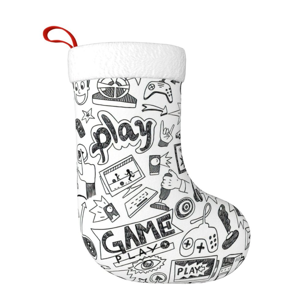 HTTUP Video Game Boys Print Essential Christmas Stocking Generous Size Xmas Party Decorations Adult Stocking